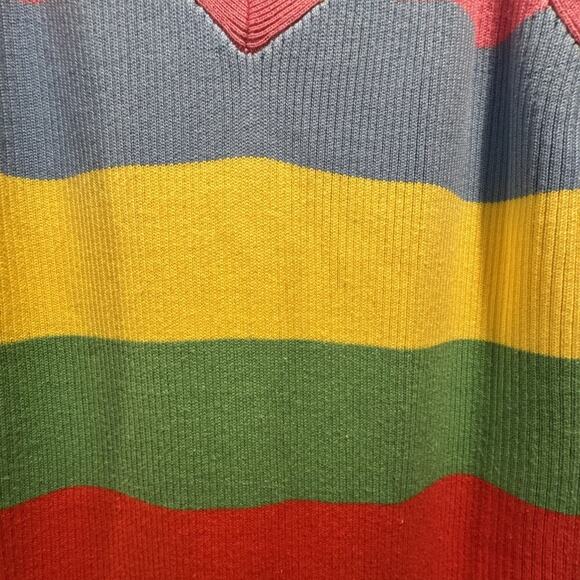 English Factory Size Medium Striped Rainbow Knit MIDI Dress Bodycon PRIDE Slit - Picture 7 of 10